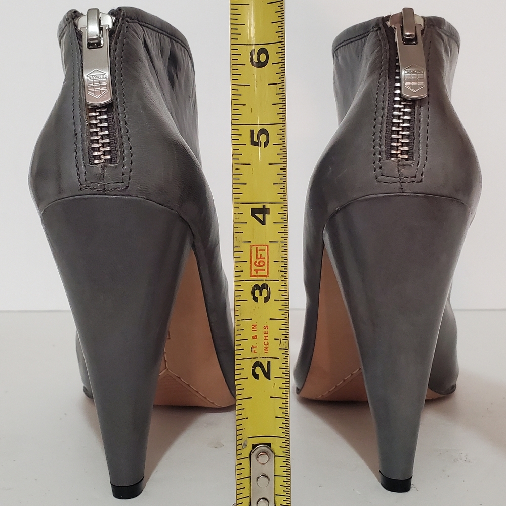 Vince Camuto Gray Leather Pointed Toe Ankle Booties - Picture 8 of 13